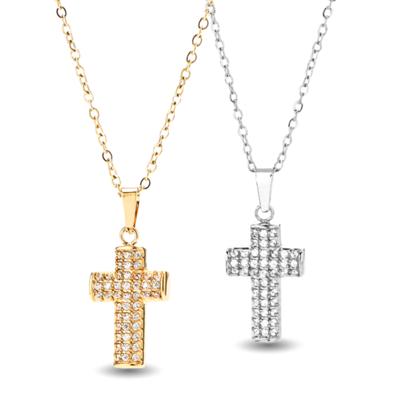 S.Steel Zircon Cross Women-c
