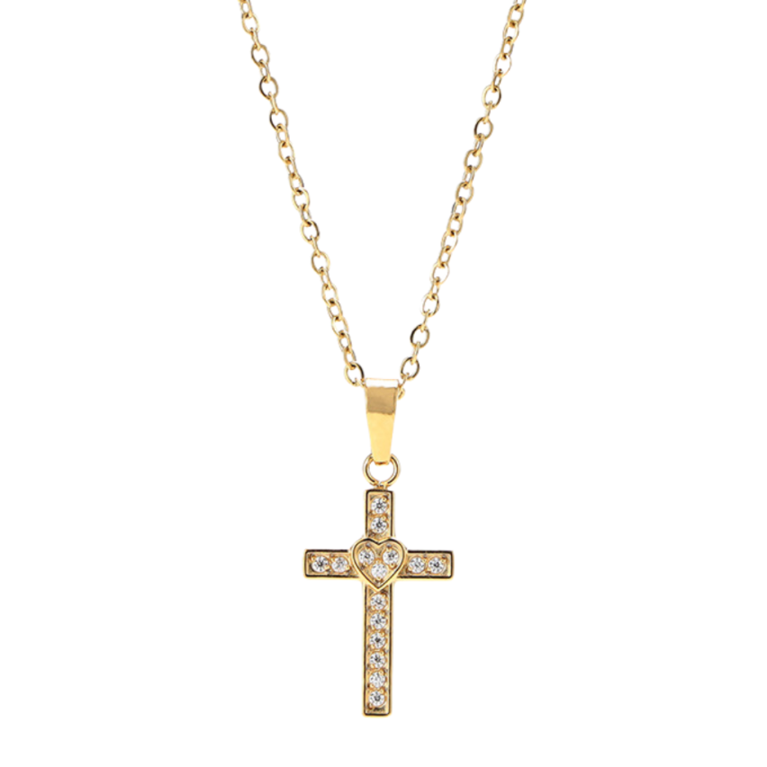 S.Steel Zircon Cross Women-c