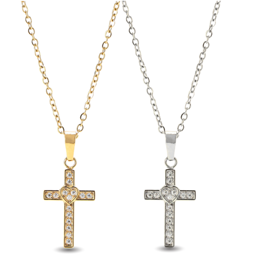 S.Steel Zircon Cross Women-c
