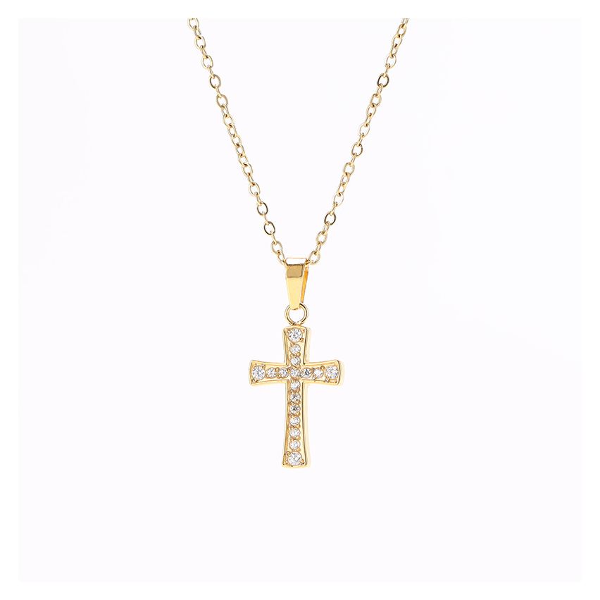 S.Steel Zircon Cross Women-c