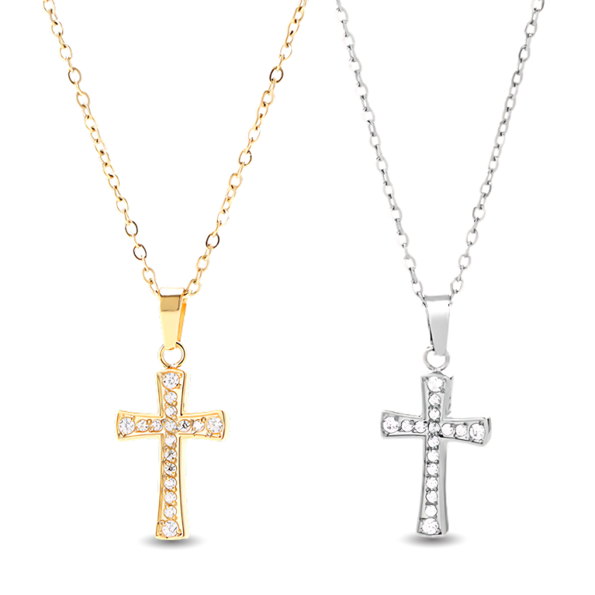 S.Steel Zircon Cross Women-c