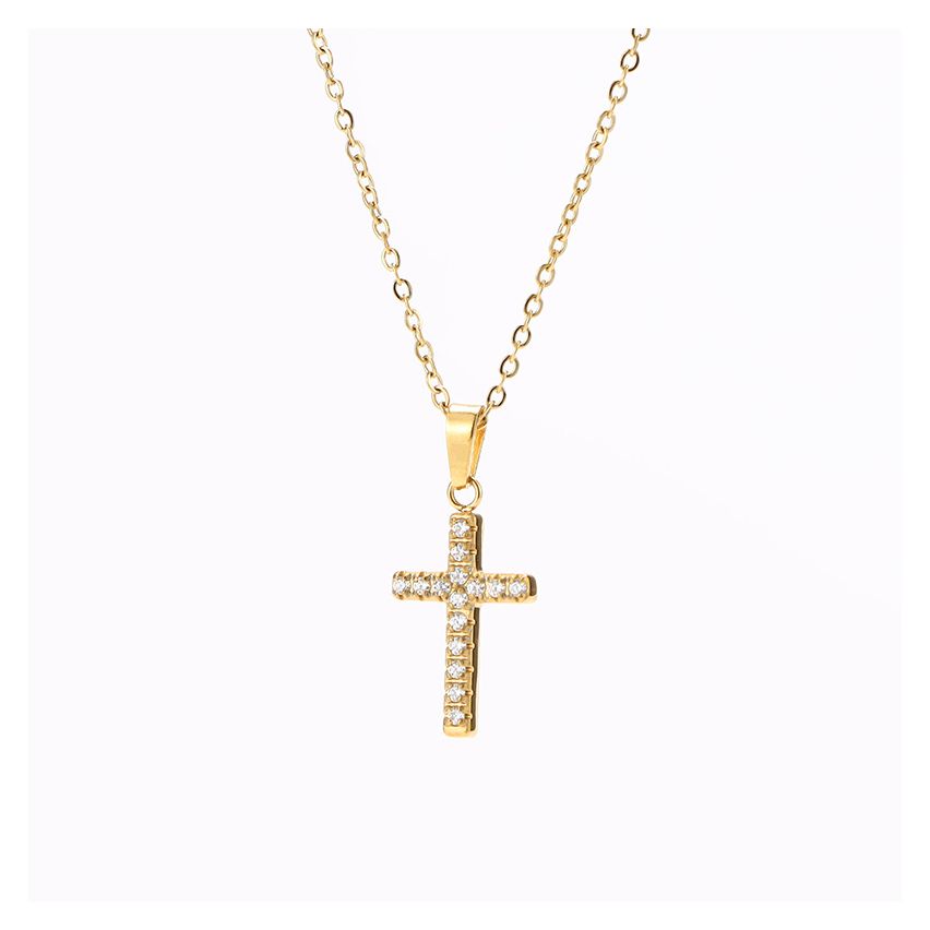 S.Steel Zircon Cross Women-c