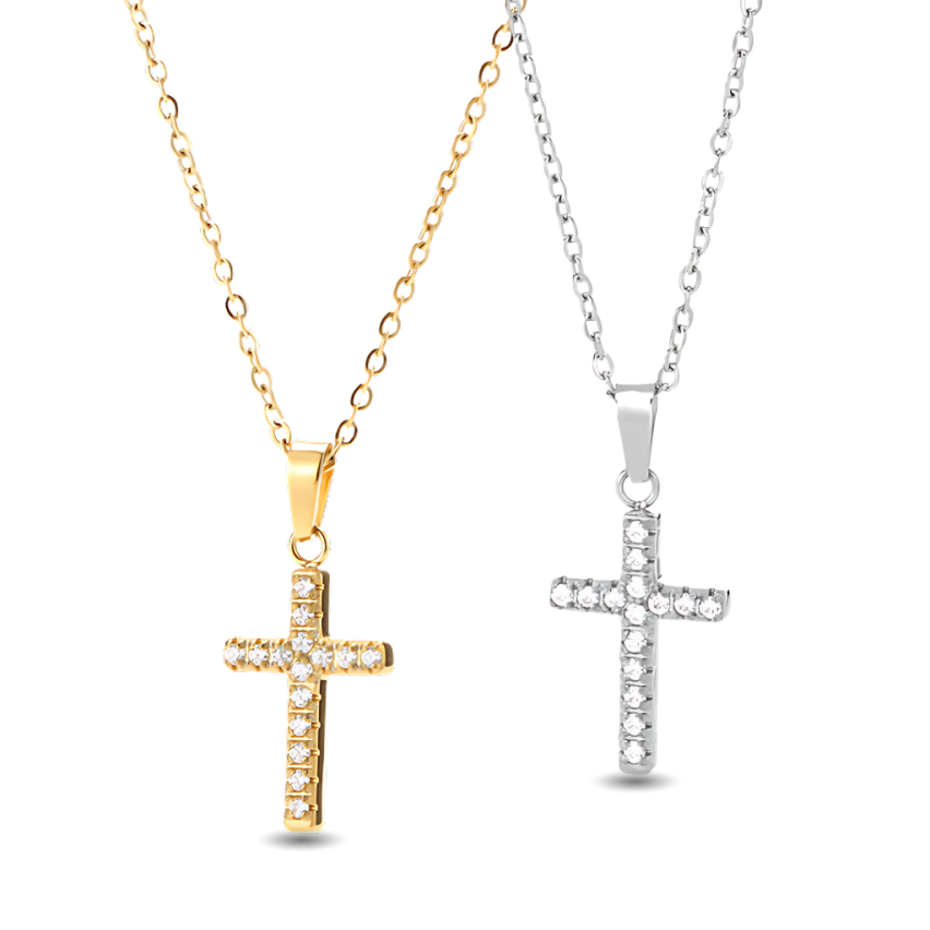 S.Steel Zircon Cross Women-c