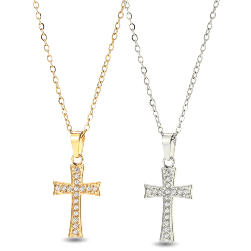 S.Steel Zircon Cross Women-c