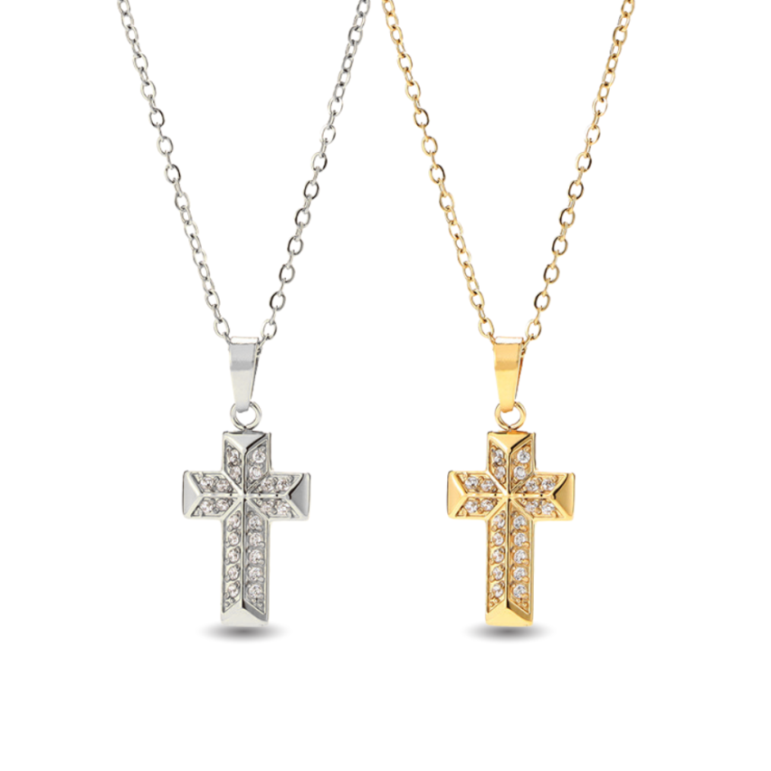 S.Steel Zircon Cross Women-c