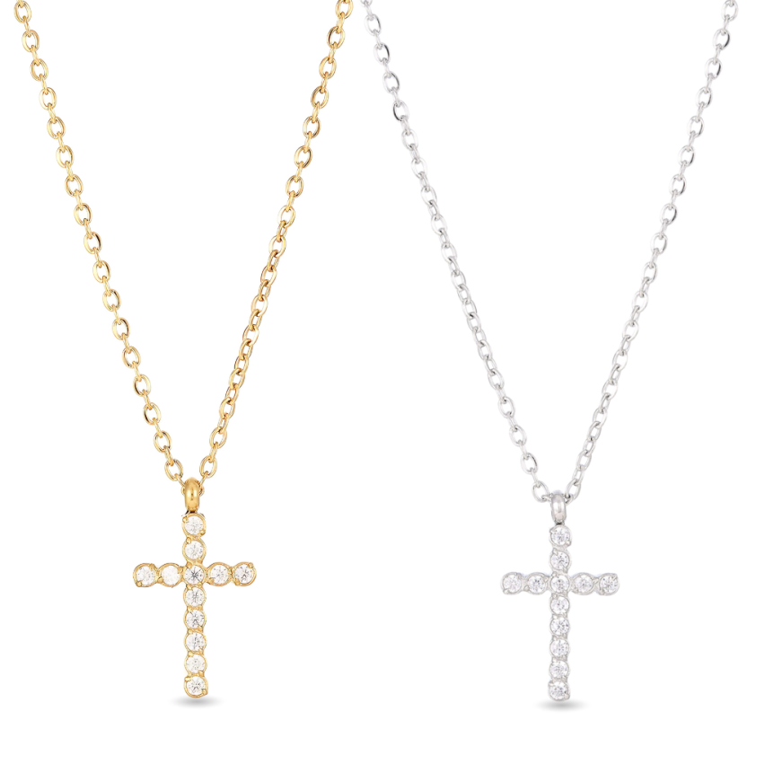 S.Steel Zircon Cross Women-c 2.4g