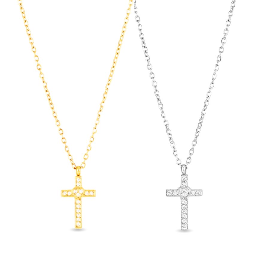 S.Steel Zircon Cross Women-c 2.2g