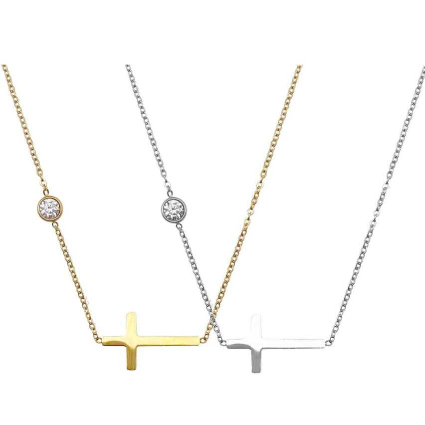 S.Steel Zircon Cross Women-c 4g