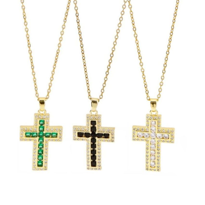 S.Steel Gold Plating Zircon Cross Women-c 10g