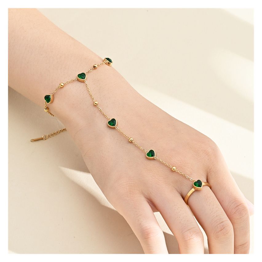 S.Steel Gold Plating Green Glass stone Indians Women-c