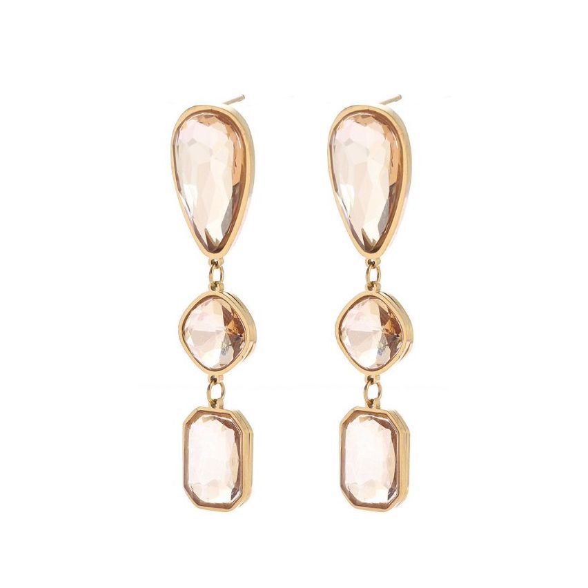 S.Steel Gold Plating Zircon Long Women-c