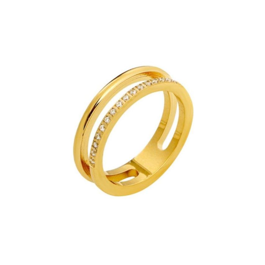 S.Steel Gold Plating Zircon Women-c 3g EU52 - ES12 - US6