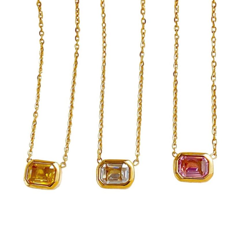 S.Steel Gold Plating Zircon Women-c