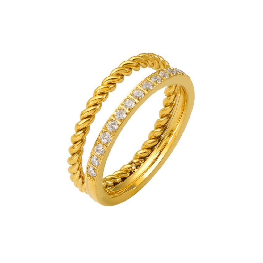 S.Steel Gold Plating Zircon Women-c