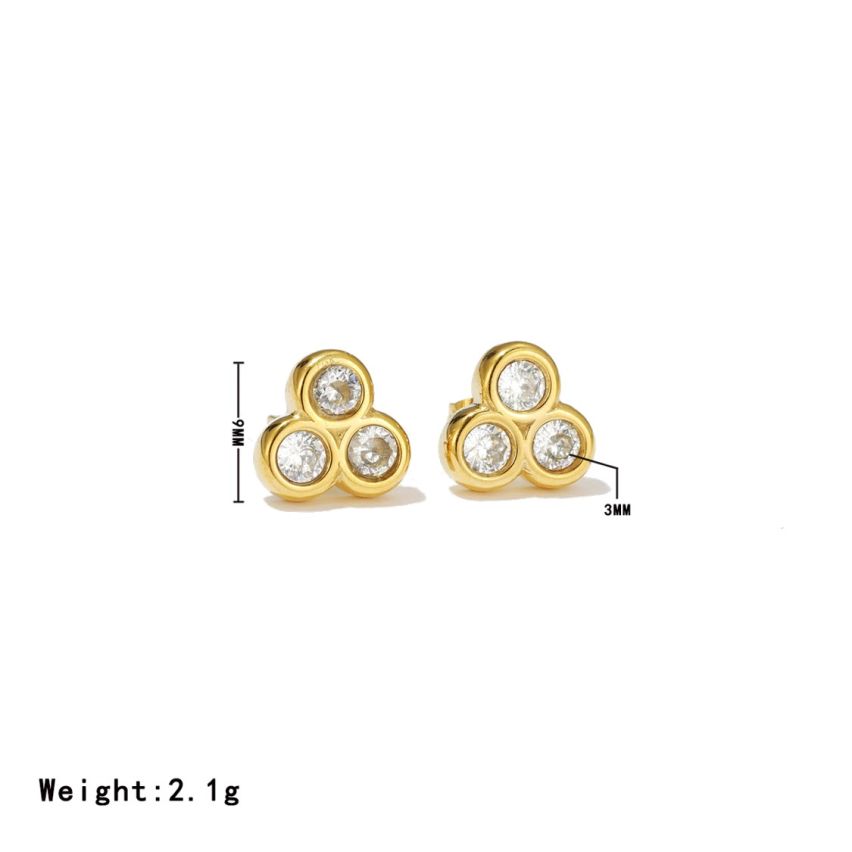 S.Steel White Zircon Stud Women-c 2.1g