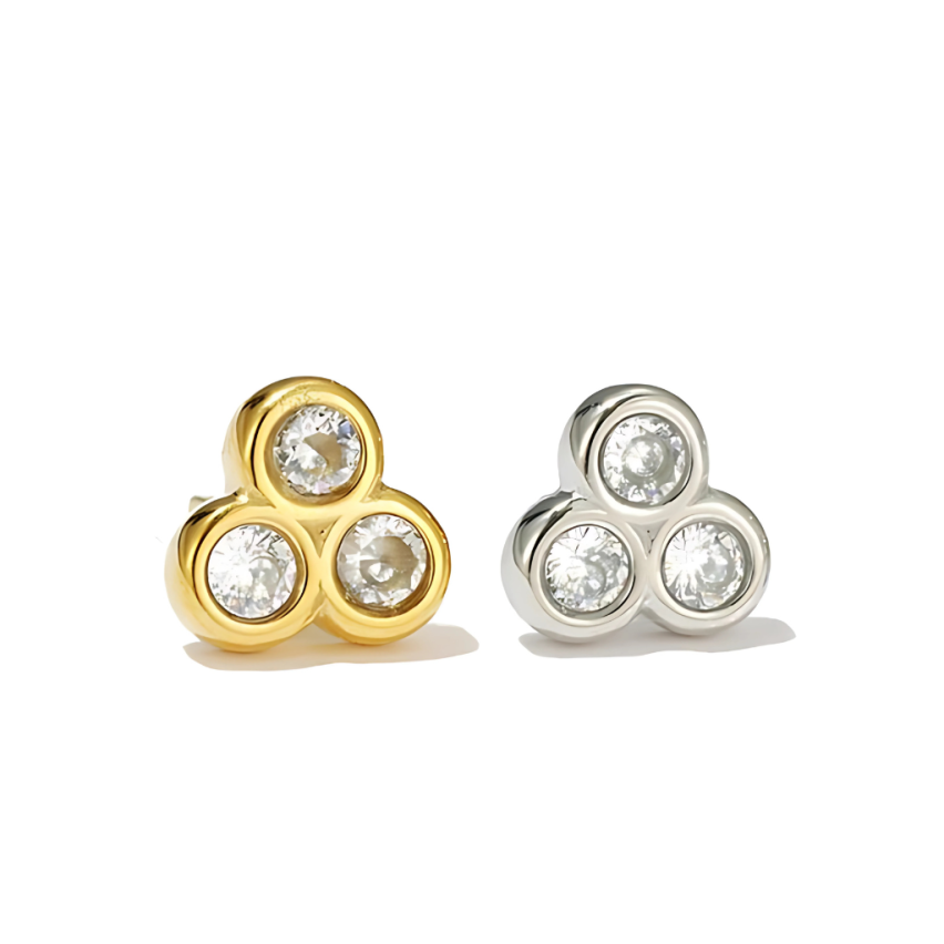 S.Steel Zircon Stud Women-c 2.1g