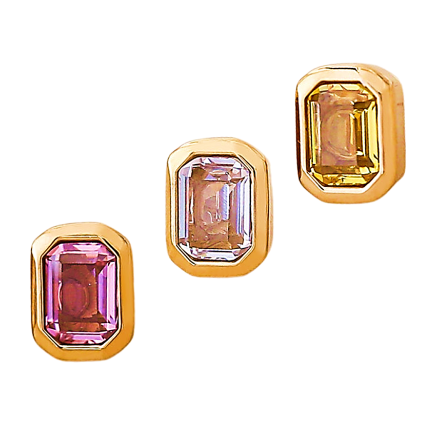 S.Steel Gold Plating Zircon Stud Women-c