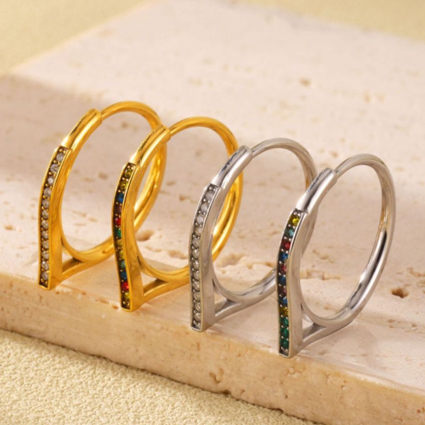 S.Steel Gold Plating Zircon Women-c EU54 - ES14 - US7