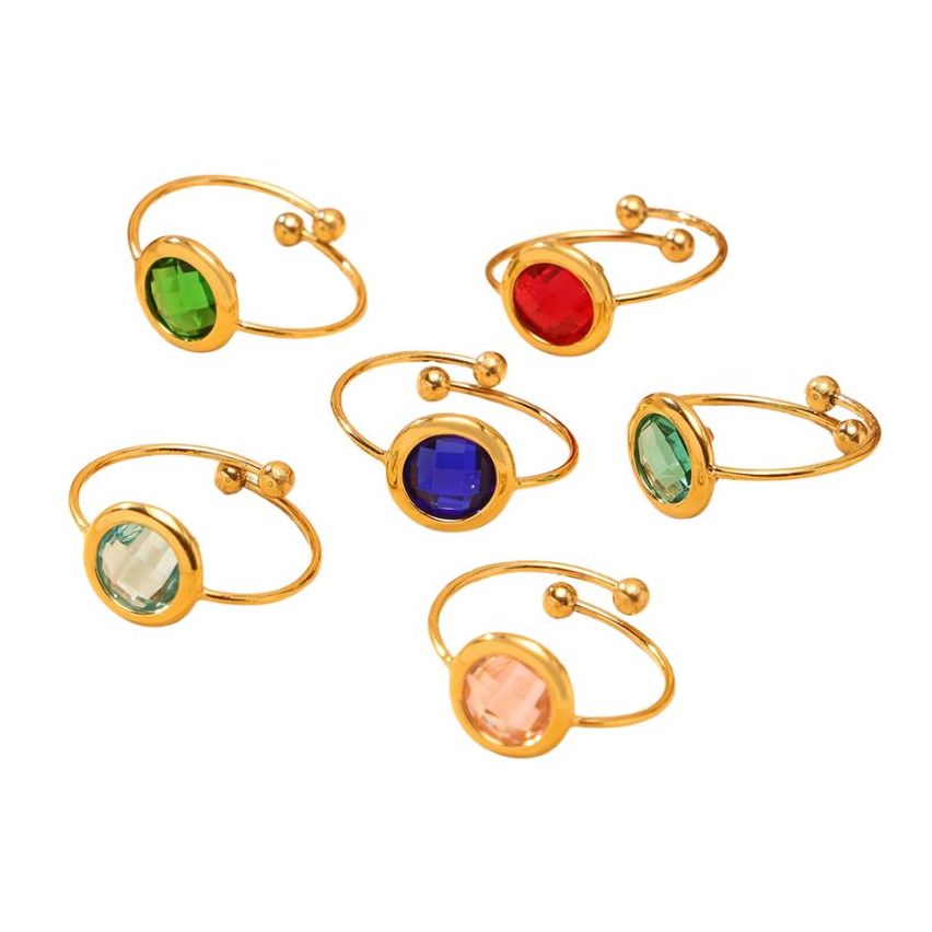 S.Steel Gold Plating Glass stone Minimalist Women-c 1.3g