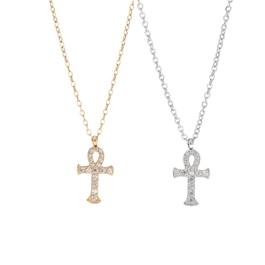 S.Steel Zircon Cross Women-c 3g