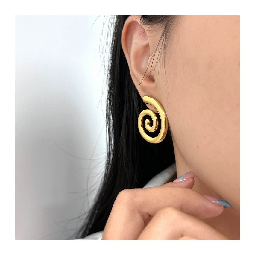 S.Steel Gold Plating Geometric Women-c 10g 30x25mm