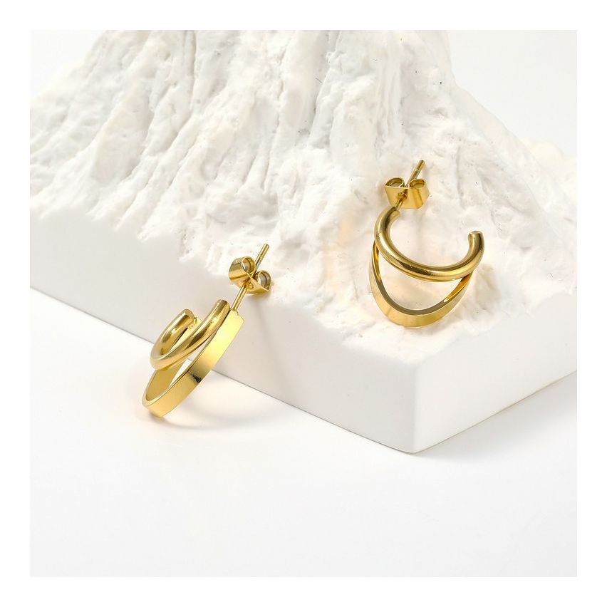 S.Steel Gold Hoop Women-c 2.6g 17x14mm