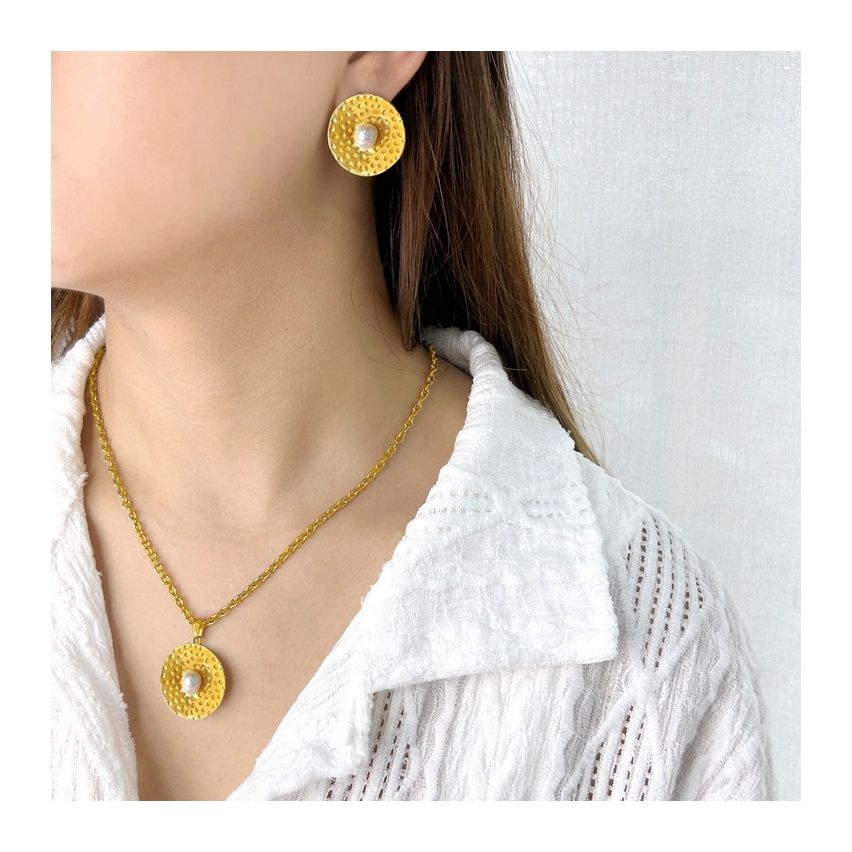 S.Steel Gold Pearls Women-c 6.8g