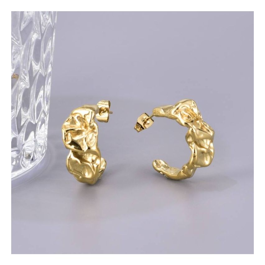 S.Steel Gold Plating Hoop Women-c 14g 25x10mm