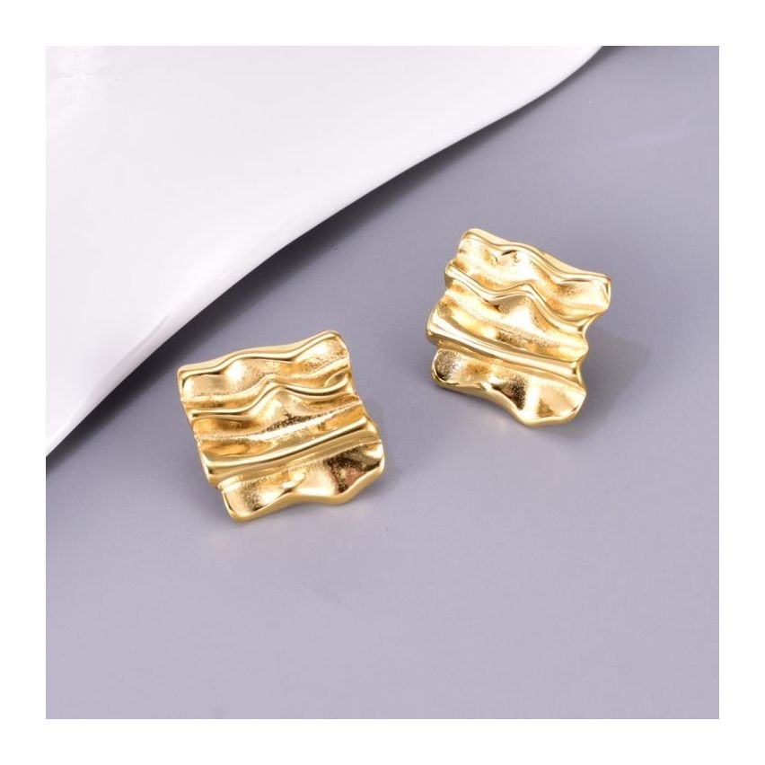 S.Steel Gold Plating Texture Women-c 9g 22x20mm