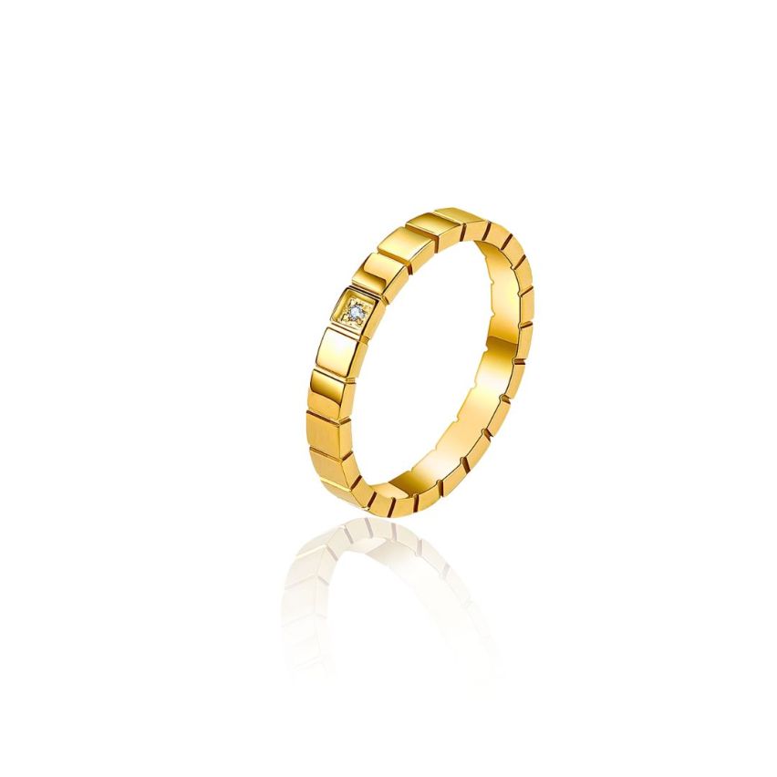 S.Steel Gold Plating Zircon Wedding Women-c 2g - 3mm EU60 - ES20 - US9