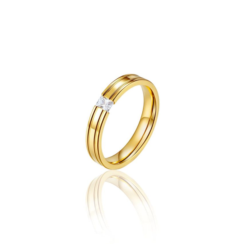 S.Steel Gold Plating Zircon Wedding Women-c 3.5g - 4mm EU57 - ES17 - US8