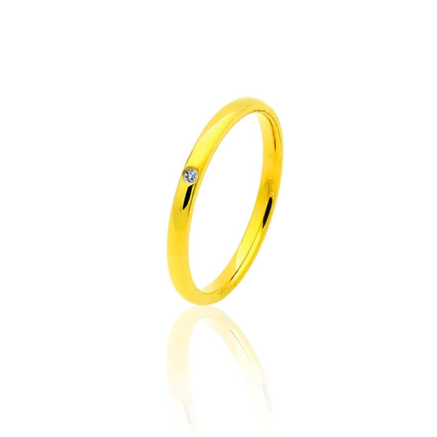 S.Steel Gold Plating Zircon Wedding Women-c 3g 22x3mmEU60 - ES20 - US9,00