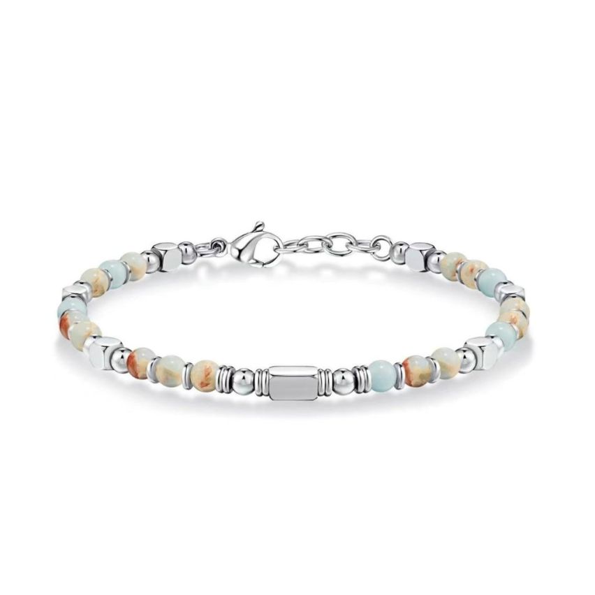 S.Steel Glass stone Beads Women-c 8.2g