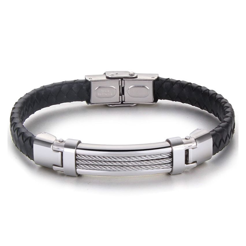 S.Steel Leather Leather Men-c 24g 215x11mm