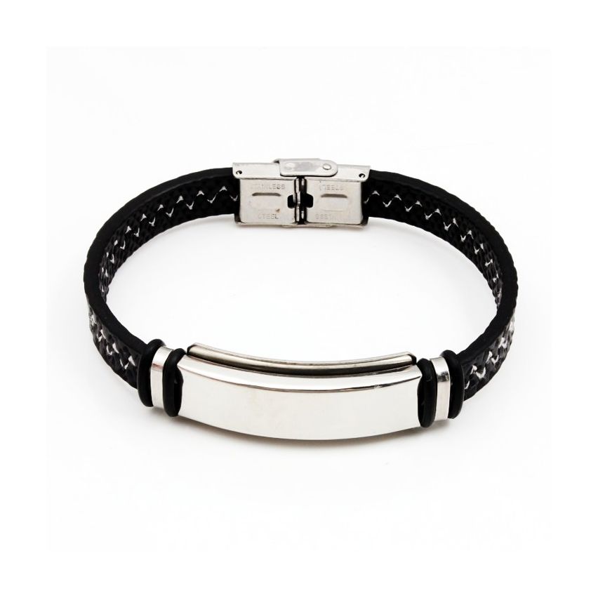 S.Steel Leather With Plate Men-c