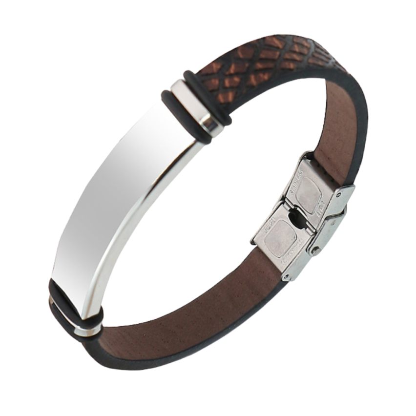 S.Steel Leather With Plate Men-c