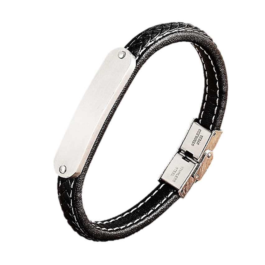 S.Steel Leather With Plate Men-c