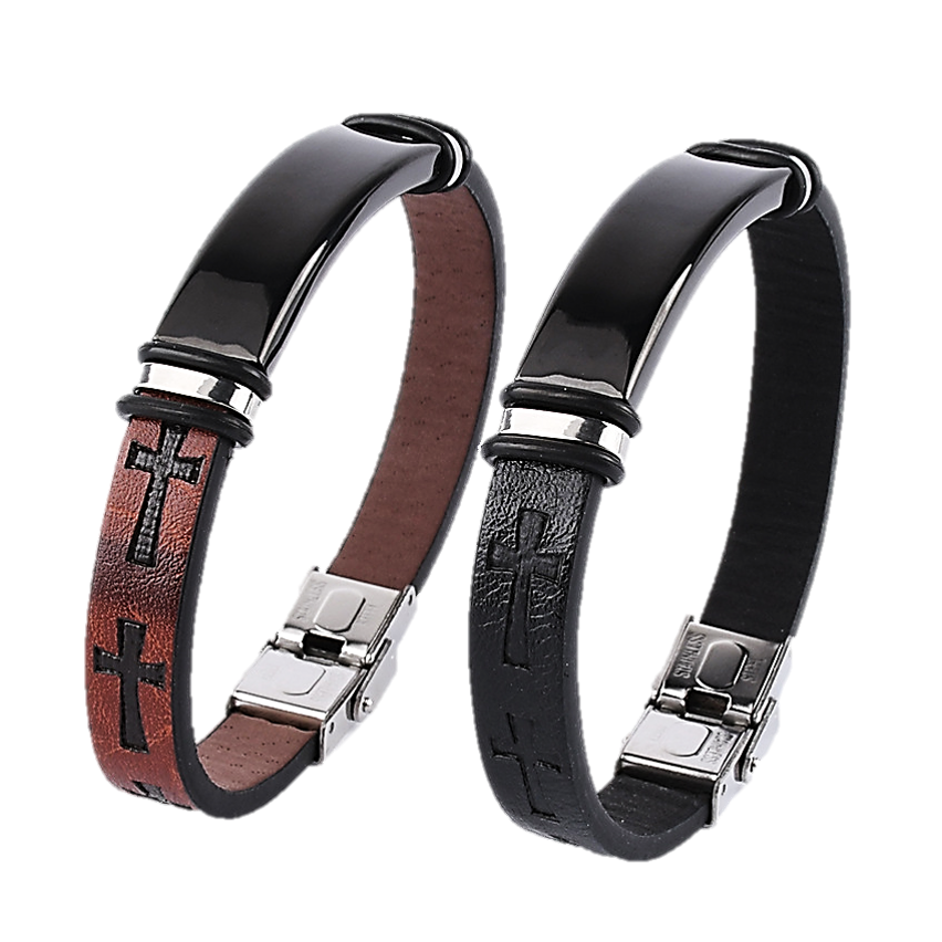 S.Steel Leather With Plate Men-c