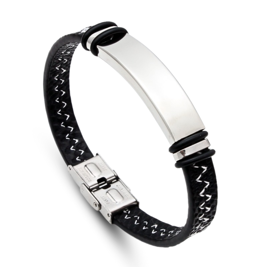 S.Steel Leather With Plate Men 22g 