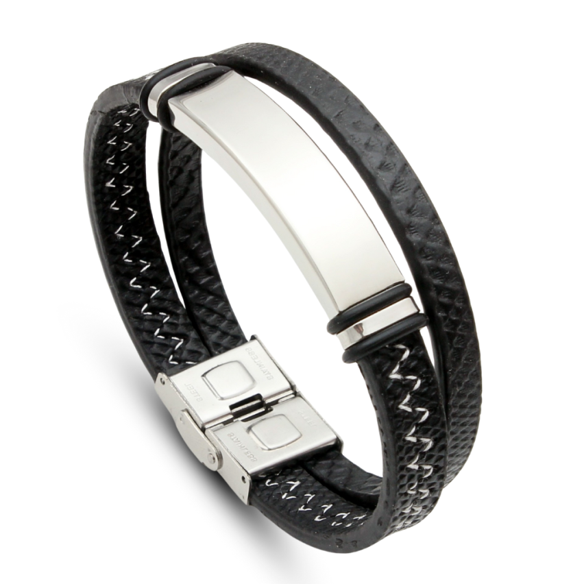 S.Steel Leather With Plate Men 25g 