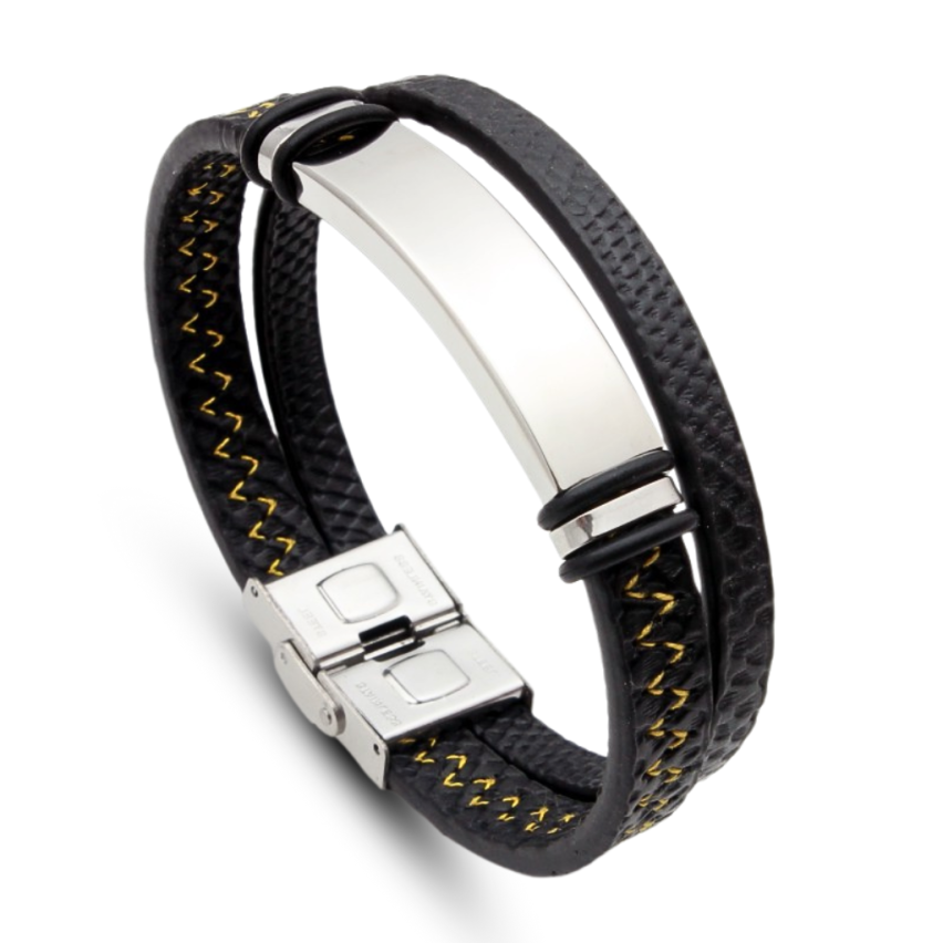 S.Steel Leather With Plate Men 25g 