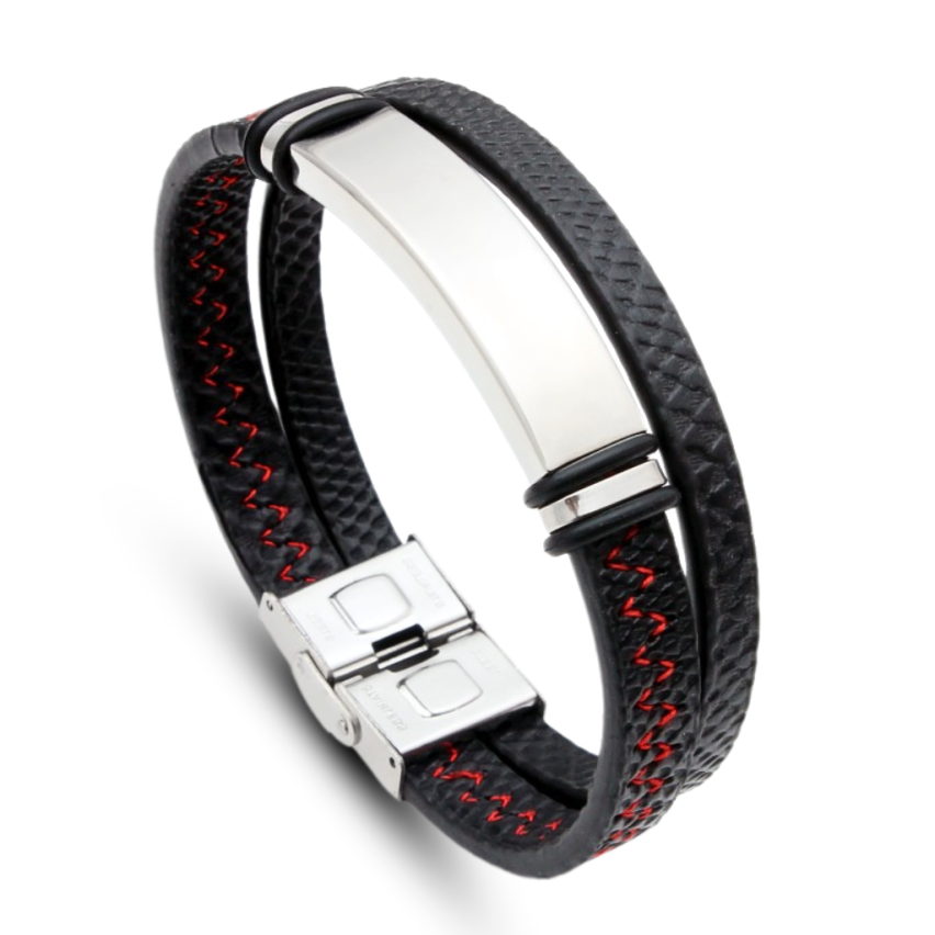 S.Steel Leather With Plate Men 25g 