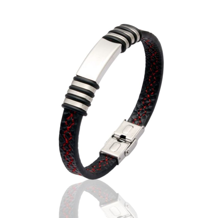 S.Steel Leather With Plate Men 25g 