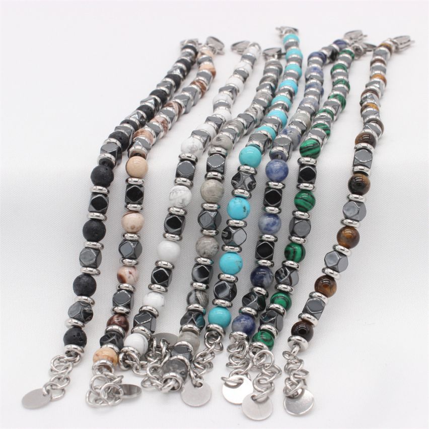 S.Steel Natural Stone Beads Women-c 18g