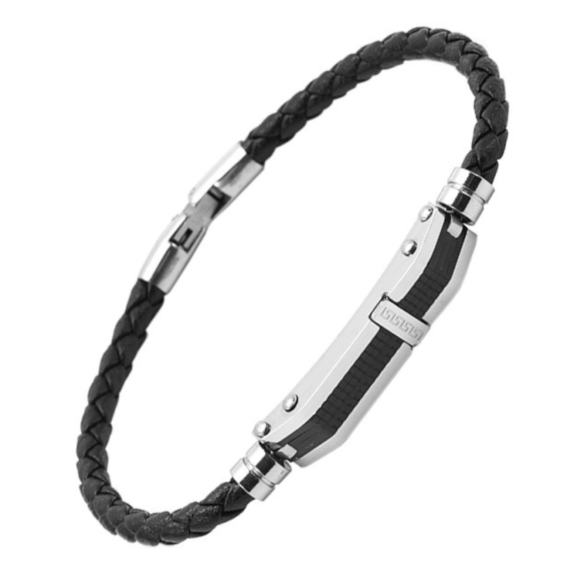 S.Steel New Black Leather Men-c 30g