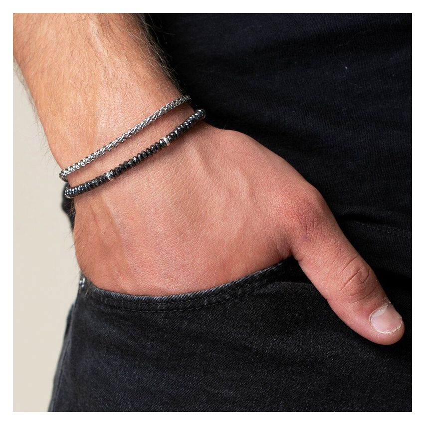 S.Steel New Black Natural Stone Beads Men-c