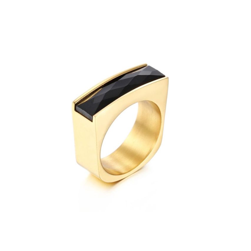 S.Steel New Gold Plating Black Zircon Women-c 10g EU52 - ES12 - US6