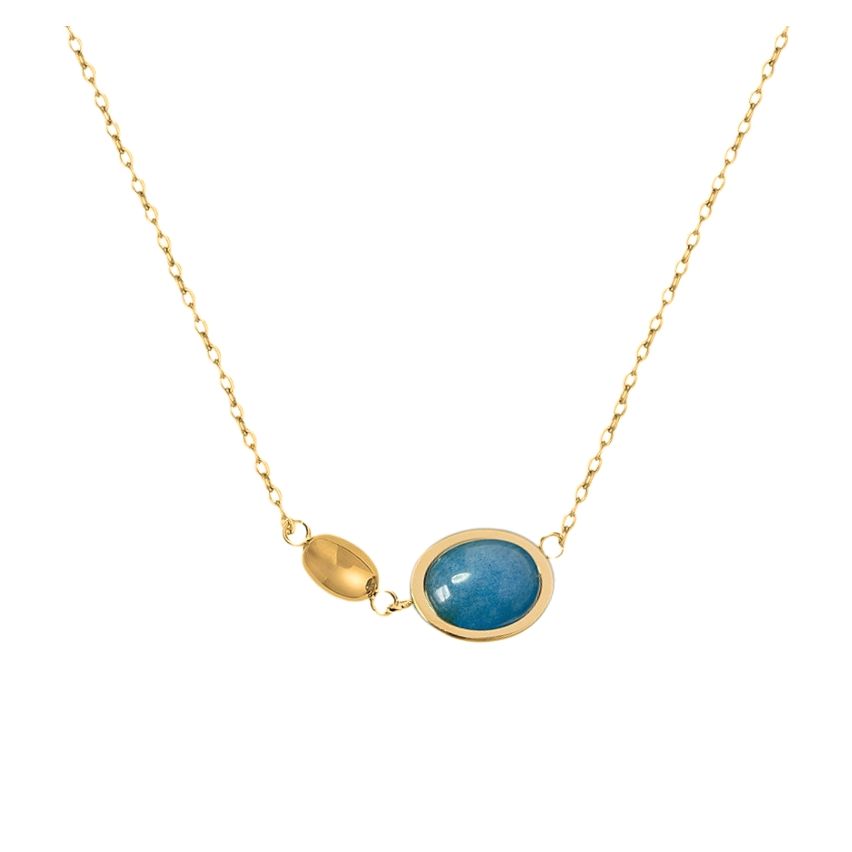 S.Steel New Gold Plating Blue Natural Stone Minimalist Women-c 4.2g