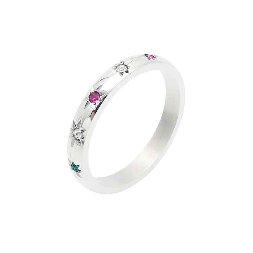 S.Steel New Colorfull Zircon Women-c 2g - 3mm EU57 - ES17 - US8