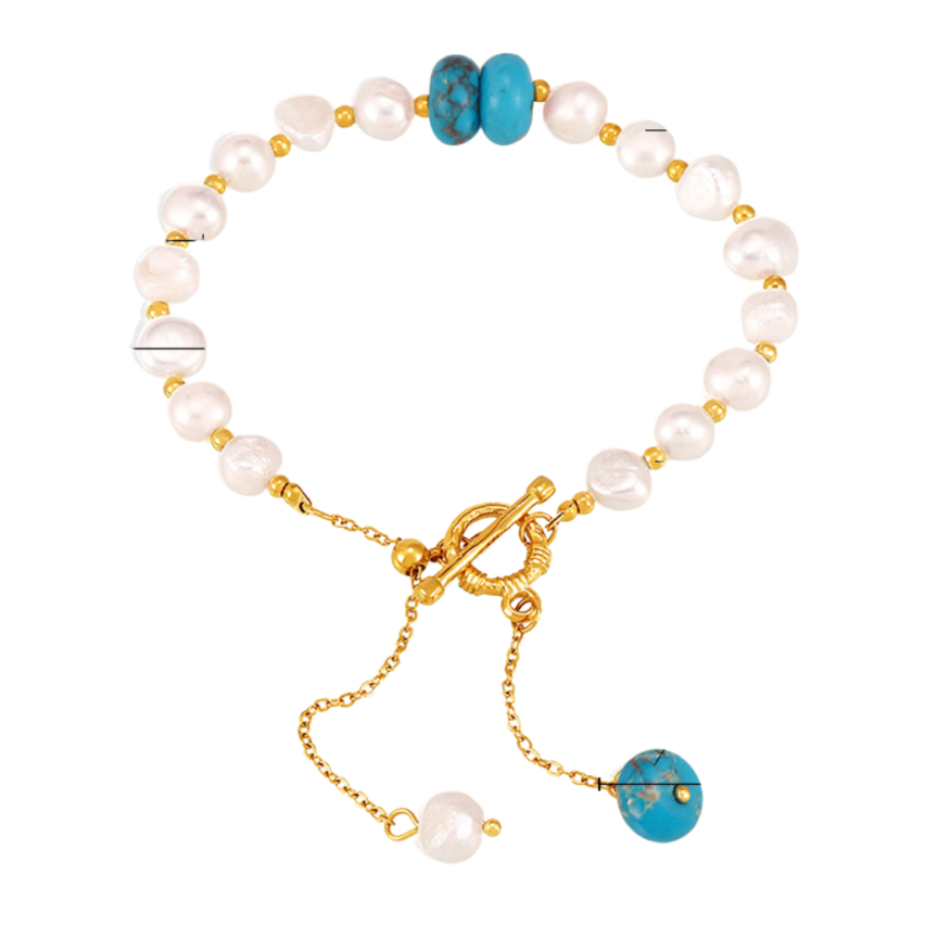 S.Steel New Gold Plating Blue Freshwater pearl Pearls Women-c 11.4g 180x7mm